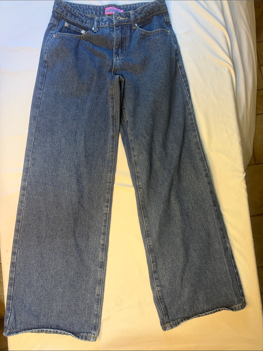 Edikted Wide Leg Jeans in Denim Blue